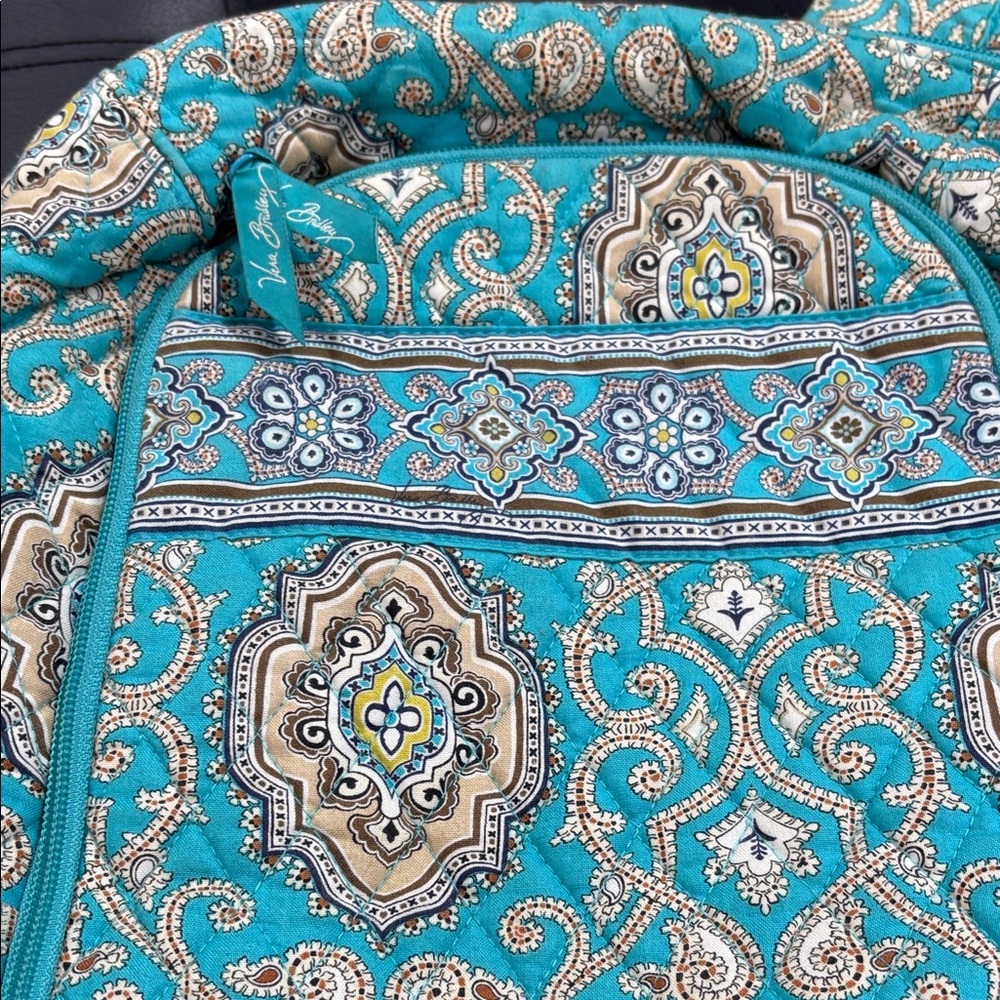 Vera Bradley Turquoise and Beige Patterned Backpack